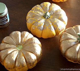 momma hen s frugal life, seasonal holiday d cor, gold pumpkins