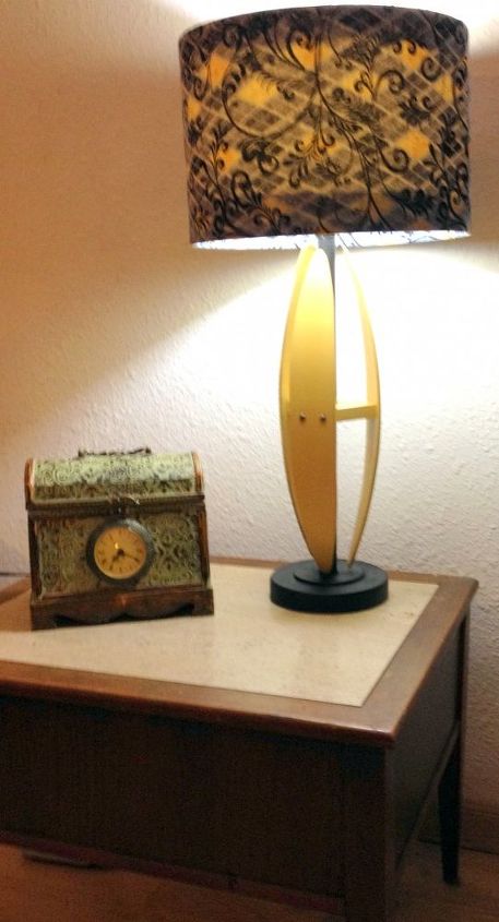 modern mid century lamp up dated and luxurious, crafts, home decor, lighting, Breathed new life into a tired old lamp Now a new modern piece