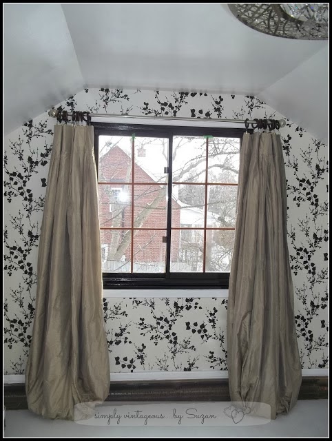 my bedroom makeover, bedroom ideas, home decor, lighting, Next I wallpapered the window wall