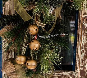 rustic christmas wreath, christmas decorations, seasonal holiday decor, wreaths, Used some homespun ribbon and added a little jingle