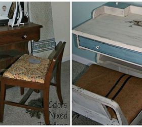 milk paint desk and bench makeover, painted furniture