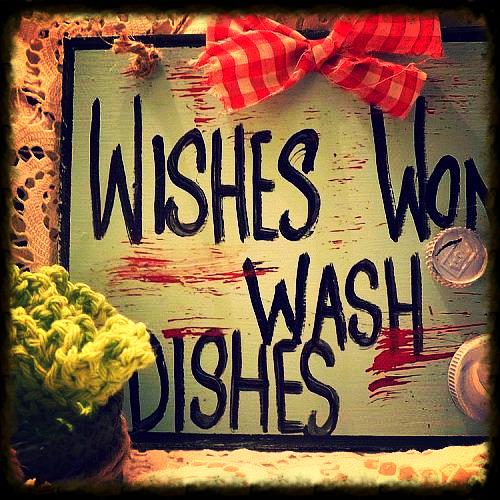 wishes won t wash dishes sign and a dishwashing set, crafts, This set may make it just a little easier to get all those dinner dishes done