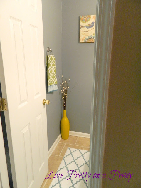 half bathroom makeover for under 100, bathroom ideas, crafts, home decor, painting, My half bathroom after