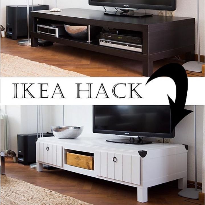 ikea hack tv stand makeover, home decor, painted furniture, repurposing upcycling, A functional but boring standard Ikea TV table got a country makeover with paint and wood