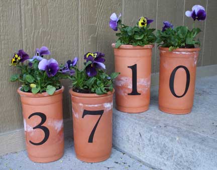 plant some pretty house number pots, outdoor living, repurposing upcycling, Planted pots are a great way to welcome guests