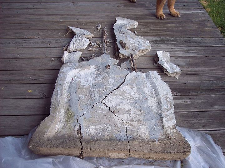 restoring a 65 year old cement statue, crafts, diy, how to, This is what he looked like after the storm I cried It was so sad