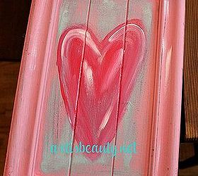 quick and easy valentine artwork using and old cupboard door, crafts, repurposing upcycling, seasonal holiday decor, valentines day ideas, I started free hand painting a heart using pinks and whites