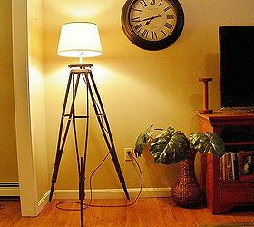crutches upcycled into tripod lamp, home decor, lighting, repurposing upcycling, The finished lamp