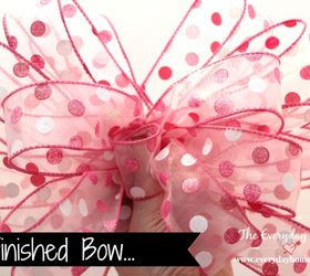how to make a double ribbon bow like a pro, crafts, seasonal holiday decor, wreaths, The first ribbon is a fun polka dot