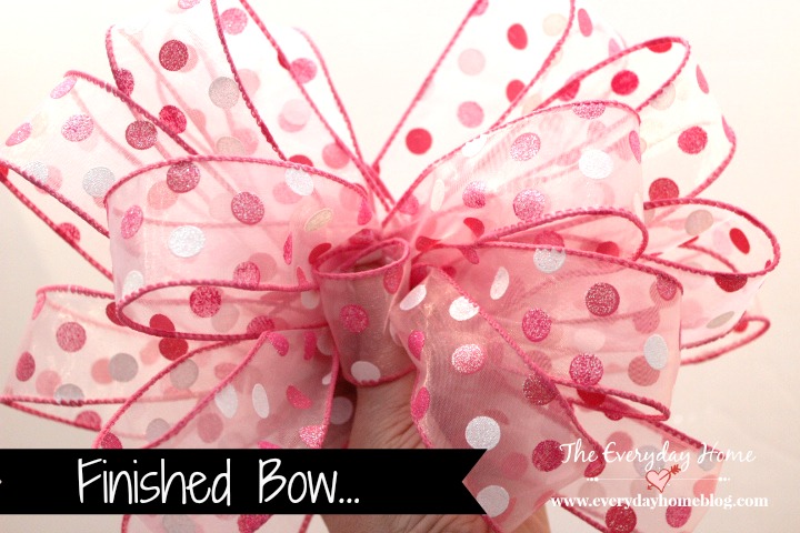 how to make a double ribbon bow like a pro, crafts, seasonal holiday decor, wreaths, The first ribbon is a fun polka dot