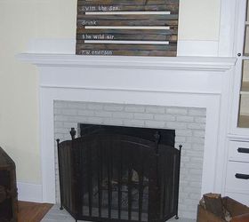 farmhouse renovation complete, fireplaces mantels, home decor, Heat resistant Rustoleum inside and Pewter Manor Hall paint on the brick