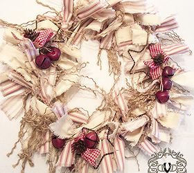 diy farmhouse style shaggy rag wreath, christmas decorations, crafts, seasonal holiday decor, I got some sleigh bells at Wal mart and attached them where they came come off easily after the holidays