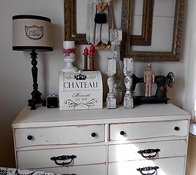 home office reveal, craft rooms, doors, home decor, home office, The breadbox on the dresser is actually a charging station for all of my electronics The dresser holds sewing notions as well as old hardware such as hinges and knobs for my furniture make overs
