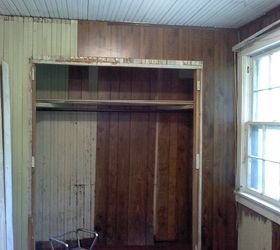 our progress on the room remodel, doors, home improvement, Old closet Too small had honey bees behind the paneling they had to be removed also