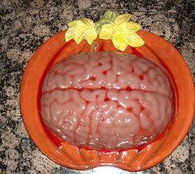 halloween hauntings, halloween decorations, seasonal holiday d cor, Sit down and have a bite to eat strawberry peach jello green food coloring and a little milk complete this dish