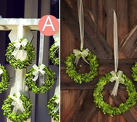 preserved boxwood wreaths with ribbon, home decor