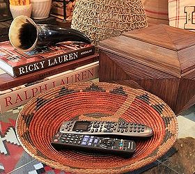 aging new indian baskets to look old, crafts, Perfect place to drop the remotes in our den