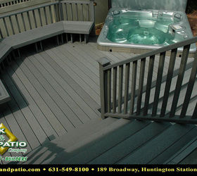 decks decks decks, decks, outdoor living, patio, pool designs, porches, spas, Trex deck stairs and bench with a Bullfrog Spa