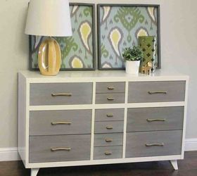 two tone mcm dresser, painted furniture, After