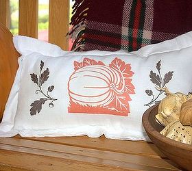 simple flour sack pillow for fall, crafts, seasonal holiday decor, Graphics ironed onto a simple flour sack towel made a cute seasonal pillow