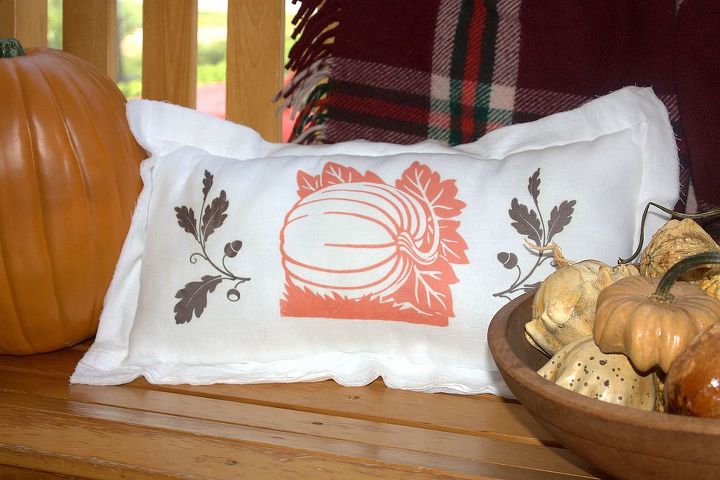 simple flour sack pillow for fall, crafts, seasonal holiday decor, Graphics ironed onto a simple flour sack towel made a cute seasonal pillow