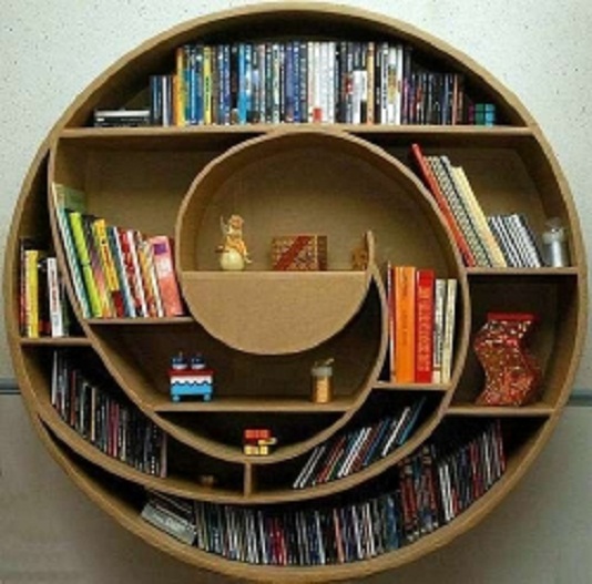 books going in circles, home decor, storage ideas