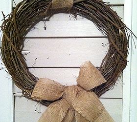 i m a little bit country, home decor, repurposing upcycling, A simple grapevine wreath with added burlap ribbon gives charm and simplicity to any country style