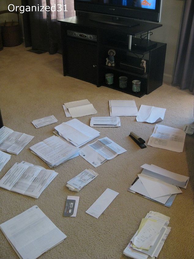 couch potato organizing paperwork, organizing, Sort your stack of papers into categories in front of the TV