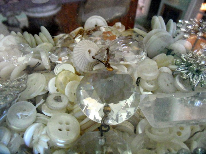diy garden urn turned coffee table, home decor, painted furniture, repurposing upcycling, shabby chic, I also put antique chandelier drops in for extra sparkle The tone on tone effect is stunning The rest of the room is mostly white with some natural linen accents a grey rug and the slightest hints of color