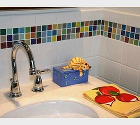 tiling cheat amazing tiling effects using self adhesive wall tiles, kitchen backsplash, kitchen design, tiling, wall decor, mix and match pick and stick tiles clever You can use subway tiles or metal tiles too