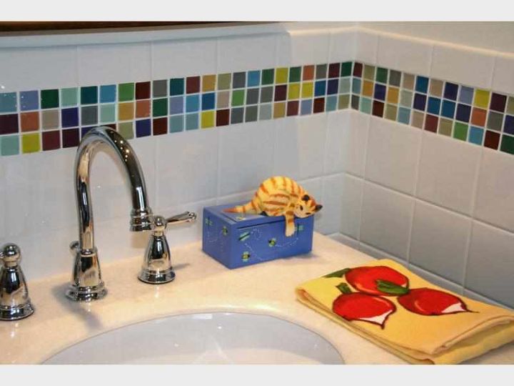 tiling cheat amazing tiling effects using self adhesive wall tiles, kitchen backsplash, kitchen design, tiling, wall decor, mix and match pick and stick tiles clever You can use subway tiles or metal tiles too