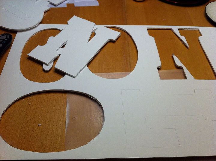 make your own marquee sign, crafts, Tracing and cutting out your stencils