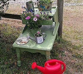 old piece of furniture planter, flowers, gardening, painted furniture, repurposing upcycling