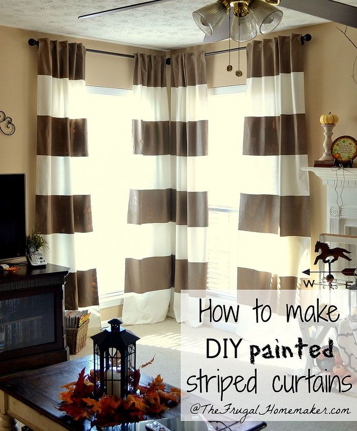 top projects of 2012, crafts, wreaths, DIY painted striped curtains for the living room