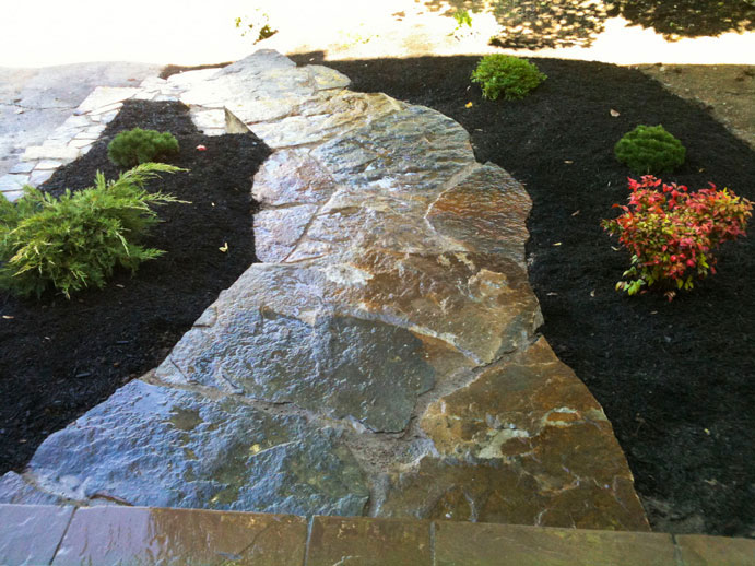 transformar el atractivo de la acera paseo muro y porche con piedra natural de, nuevo camino de piedra azul y antigua
