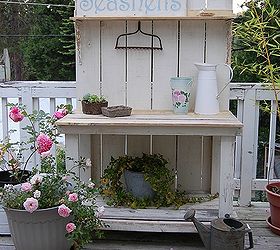 my diy potting bench through the seasons, diy, gardening, outdoor living, Spring time