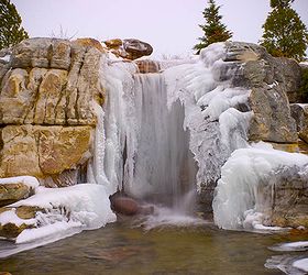 explore an icy waterfall and grotto in st charles illinois, ponds water features, The waterfalls are partially frozen over during winter