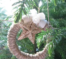 Twine Wreath Ornaments...Mason jar lids repurposed...