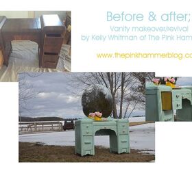 before amp after vanity makeover, painted furniture