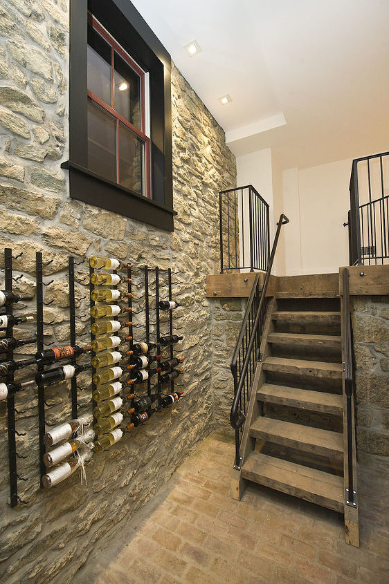 historic renovation in west chester pa, Originally the ice cellar in the sub basement and converted into a wine cellar The wooden staircase and band board were made from old floor joists salvaged during the renovation