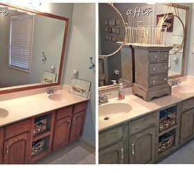 bathroom vanity makeover with annie sloan chalk paint, chalk paint, kitchen cabinets, painted furniture, Bathroom Vanity Before and After