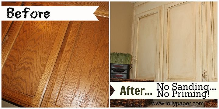 how to paint oak cabinets without sanding or priming lollypaper com, Chalk paint is quick and easy to use and it covers the oak grain