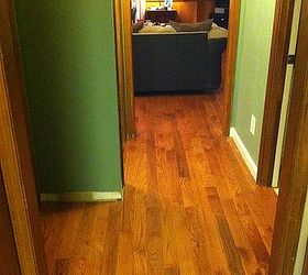 my fiance a huge diy er and i replaced the carpet with real hardwood floors this, flooring, hardwood floors, living room ideas, Back Hallway