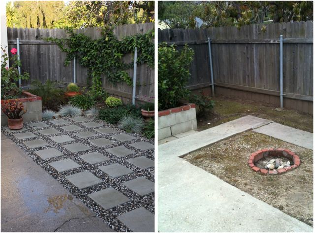 patio makeover using concrete pavers and gravel, outdoor living, patio, Patio makeover using concrete pavers and gravel