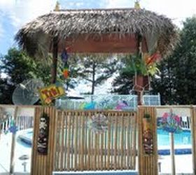 i built this for inna two years ago tiki hut and gate to the pool, decks, fences, outdoor living, pool designs, I built this for Inna two years ago Tiki Hut and gate to the pool
