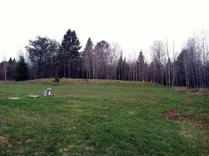 q city folk gone country help, landscape, outdoor living, Back yard with Septic and Mound