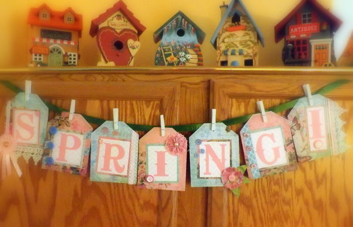 vintage spring banner, crafts, seasonal holiday decor