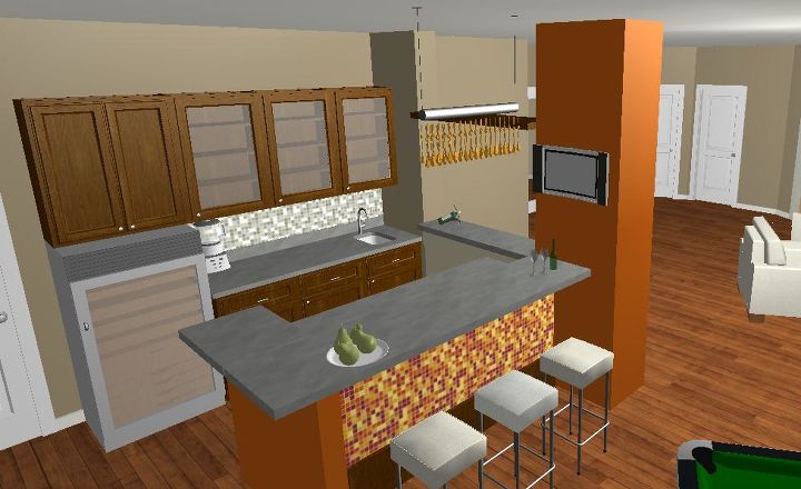 wet bar design, View of the wet bar from an angle Concept A