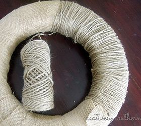 natural jute fall wreath, crafts, wreaths, Settle in for your favorite TV show while you wrap and wrap and wrap the form with Jute twine