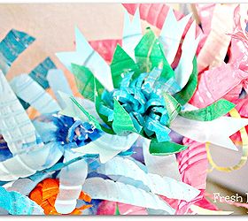 where are your empties go get em we re making upcycled blooms, crafts, repurposing upcycling, wreaths, You can paint them in a rainbow of colors and cut them into any shape or size you like
